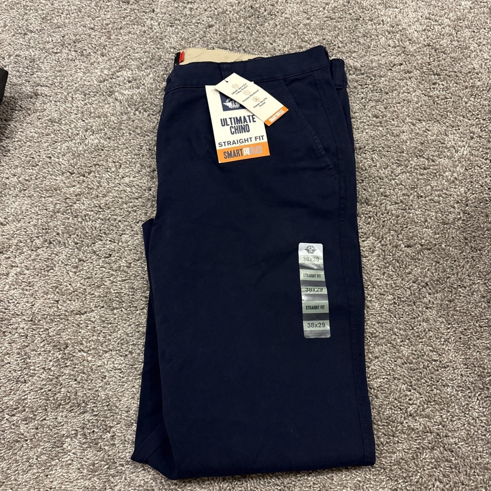 NEW Mens Dockers Ultimate Chino Straight Fit Pant Smart 360 Flex 38X29 Navy Blue